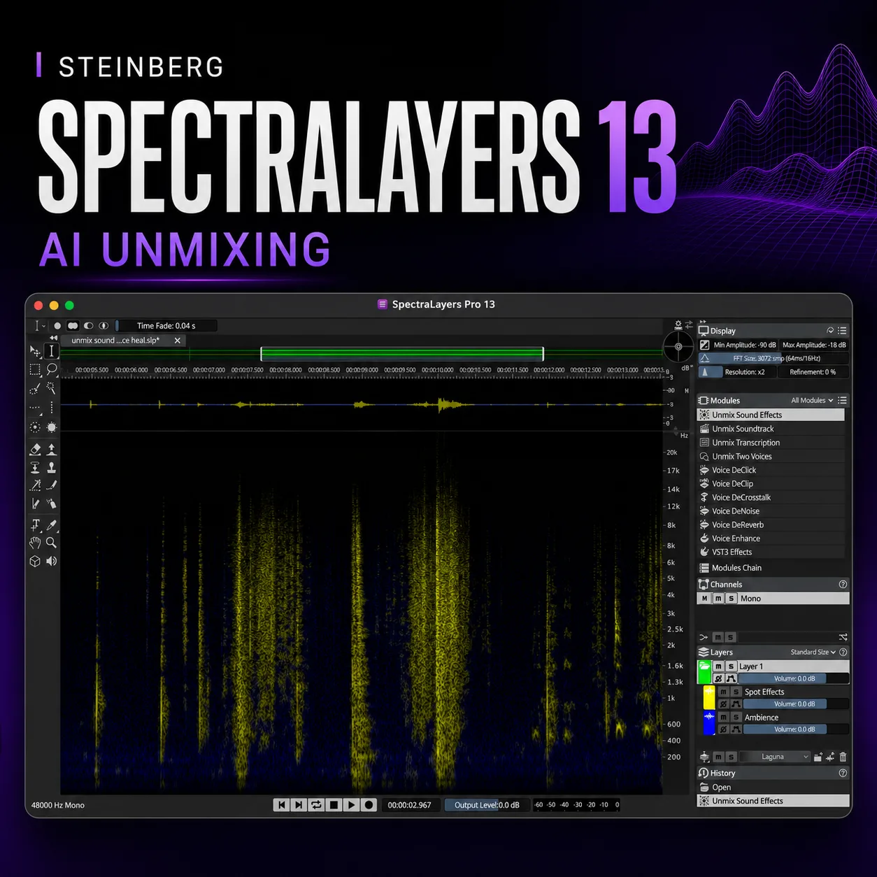 Steinberg SpectraLayers 13 — 한층 정교해진 AI 언믹싱